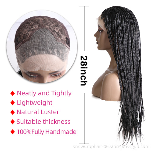 Synthetic Braids Lace Frontal Wig Headband Box Ghana Weaving Braided Wigs With Bangs Box Braided With Baby Hairs Lace Wigs